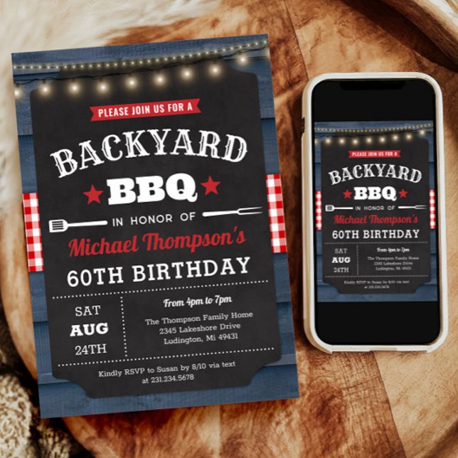Jardin Barbecue 60e anniversaire Invitation (Backyard Barbecue 60th Birthday Invitation)