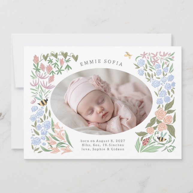 jardin bébé fleur | faire-part de naissance (Devant)