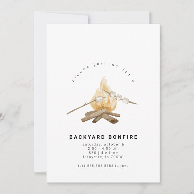 Jardin Bonfire Party Invitation (Devant)