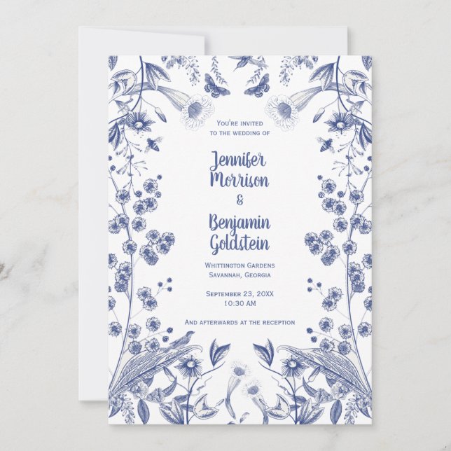 Jardin botanique bleu et blanc Invitation de maria (Devant)