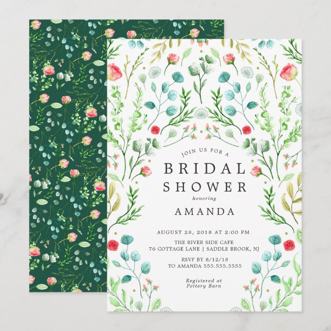 Jardin botanique Invitation à la douche nuptiale (Devant / Derrière)