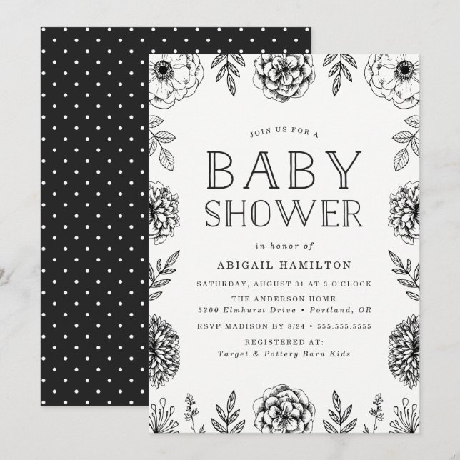 Jardin botanique| Invitation Baby shower (Devant / Derrière)
