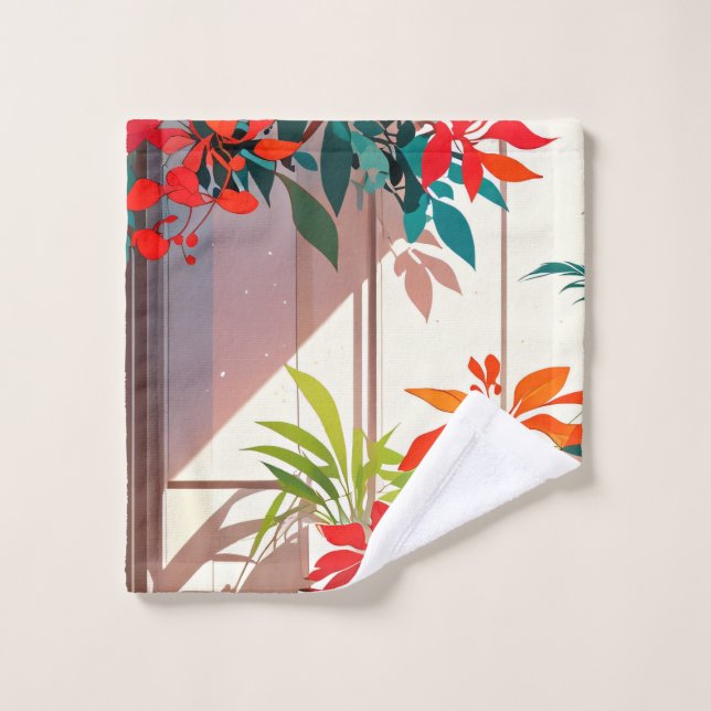 Jardin botanique lumineux à la porte (Gant de toilette)