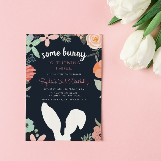 Jardin Bunny | Invitation de fête d'anniversaire d (Créateur téléchargé)