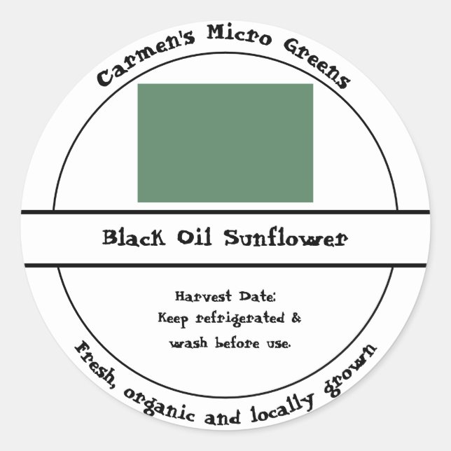 Jardin Cultivé local Étiquette de Microgreens Bio  (Devant)