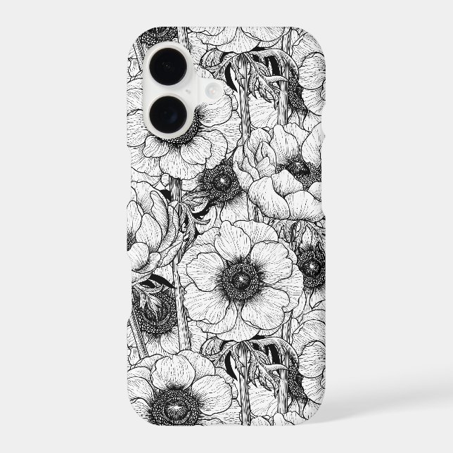 Jardin d'anémones en noir et blanc (Verso)