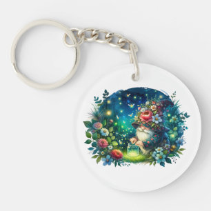 Jardin d'aquarelle confortable Gnome et lucioles