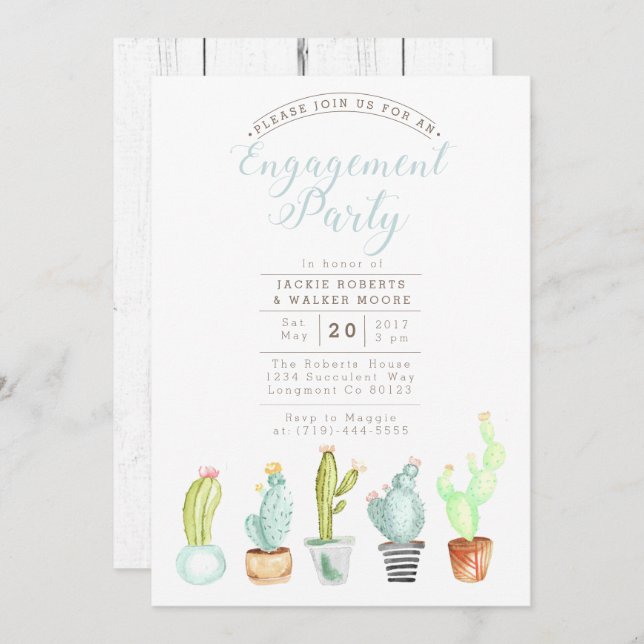 Jardin de Cactus | Invitation de la partie Engagem (Devant / Derrière)