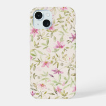 Jardin de clématites aquarelle floral beige rose