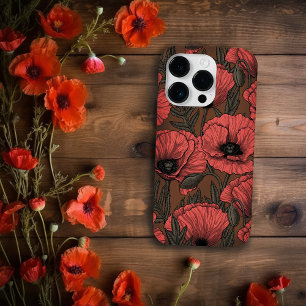 Jardin de coquelicot dans le corail et brun