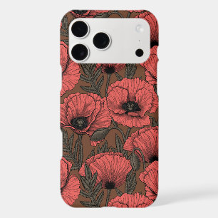 Jardin de coquelicot dans le corail et brun