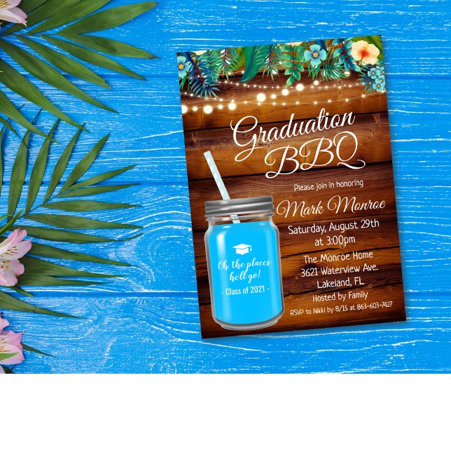 Jardin de diplôme BBQ Mason Jar Invitation (Créateur téléchargé)
