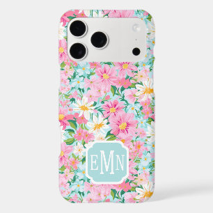 Jardin de fleurs coloré avec monogramme