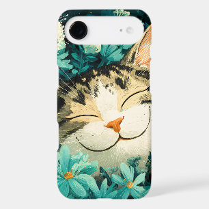 Jardin de fleurs de chat endormi aquarelle abeille