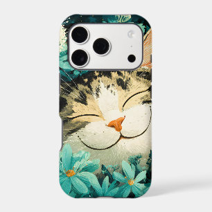 Jardin de fleurs de chat endormi aquarelle abeille