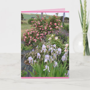Jardin de fleurs de rose carte florale iris