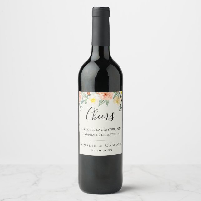 Jardin De Fleurs Étiquette De Vins Personnalisé (Devant)