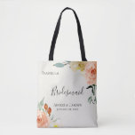 Jardin De Fleurs Personalized Bridesmaid Tote Bag<br><div class="desc">Vintage inspired watercolor garden flowers and foliage,  personalized wedding party tote bag.  Designed to match our Jardin De Fleurs Collection.</div>