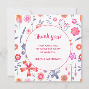 Jardin de fleurs roses moderne Boho Carte de remer