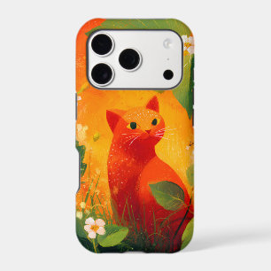 Jardin de fleurs sauvages au chat rouge fantaisist