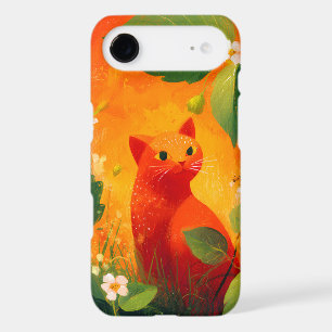 Jardin de fleurs sauvages au chat rouge fantaisist