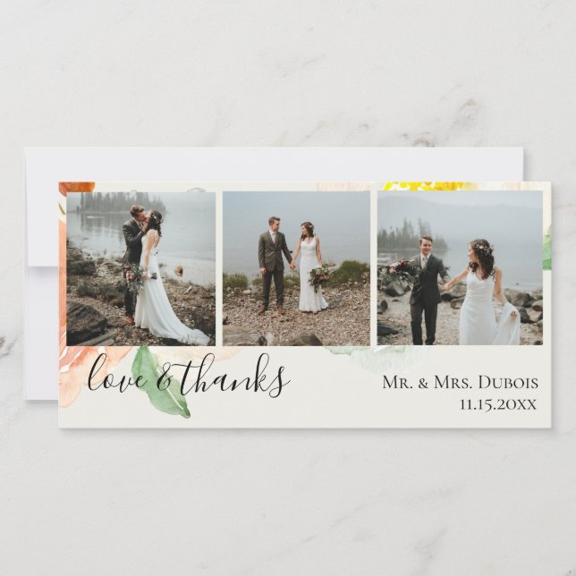 Jardin De Fleurs Wedding Photo Thank You Card (Front)