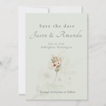 Jardin de mariage botanique avec du sauge, carte "