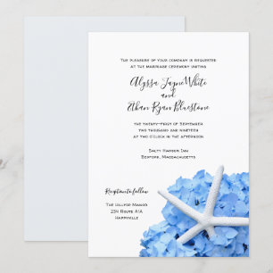 Jardin de mer Blue Hydrangea Faire-part de mariage