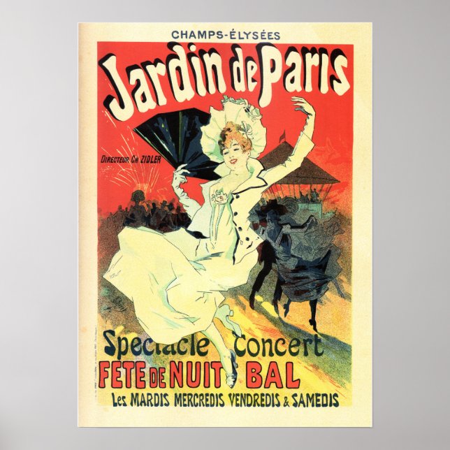 JARDIN DE PARIS Concert Theatre Jules Cheret Paris Poster (Front)