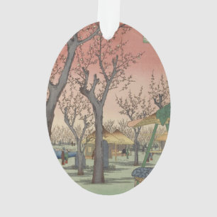 Jardin de prune fleuri d'arbre japonais