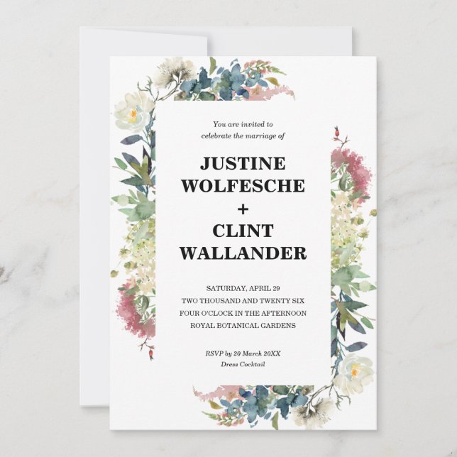 Jardin de verdure Botanique Invitation de mariage (Devant)
