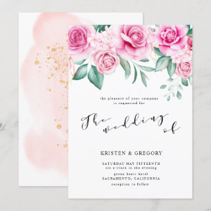 jardin délicat fleuri élégant Mariage Invitation