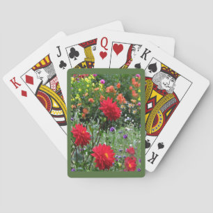 Jardin des cartes de jeu de fleurs de dahlia
