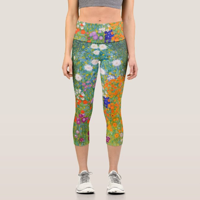 Jardin des fleurs par Gustav Klimt Capri Leggings (Recto)