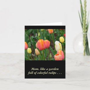 "JARDIN DES TULIPS COLORÉS", CARTE DE JOUR DES MÈR
