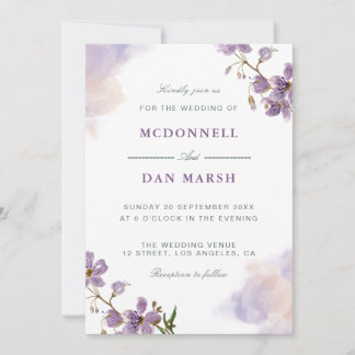 Jardin d'été Aquarelle Faire-part de mariage flora