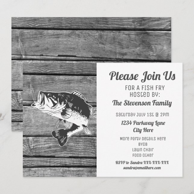Jardin d'été BBQ fêtes de poisson frit Invitation (Devant / Derrière)