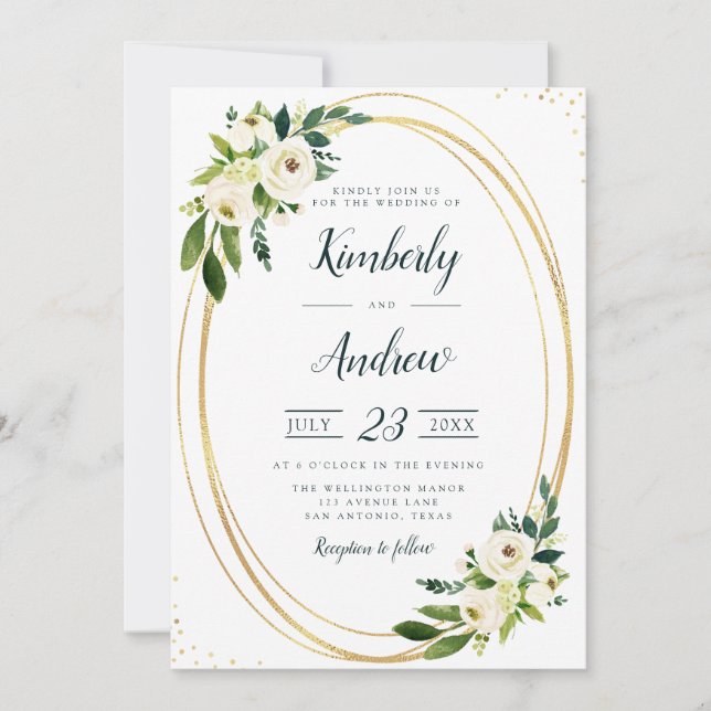 jardin d'été fleurs blanches faire-part de mariage (Devant)