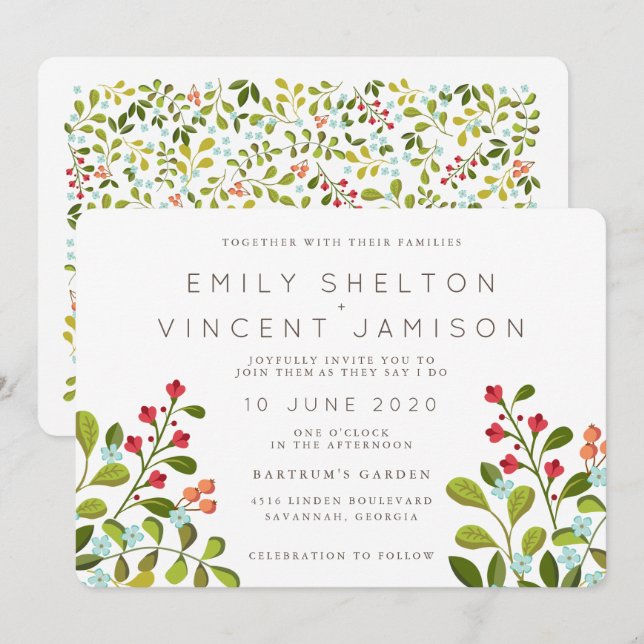 Jardin d'été Floral Mariage Suite Invitation (Devant / Derrière)