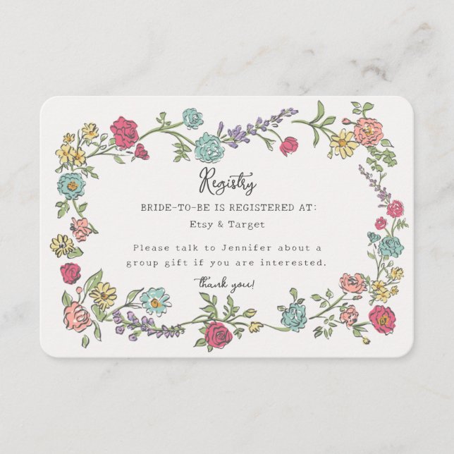 Jardin d'été Floral Registre Invitation Insertion (Devant)