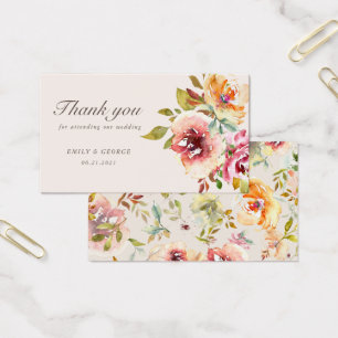 jardin d'été Mariage à fleurs carte de remerciemen