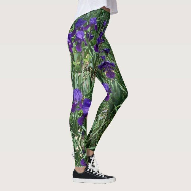 Jardin d'Iris Violet Imprimé sur tous les Leggings (Droite)