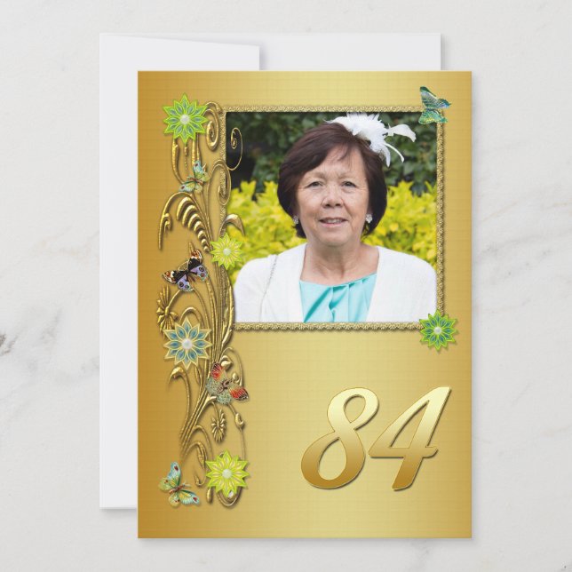Jardin d'or 84e invitation de fête d'anniversaire (Devant)