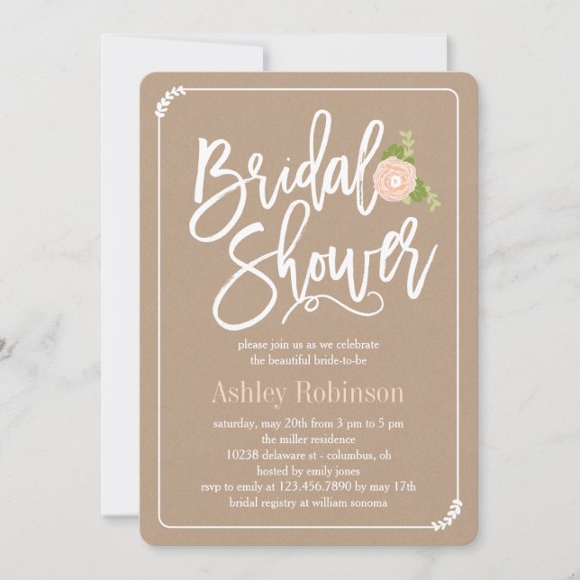 Jardin Douche nuptiale Invitation Kraft (Devant)