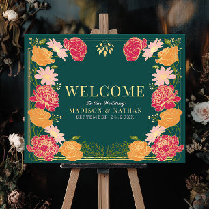 Jardin enchanté Mariage Affiche de bienvenue
