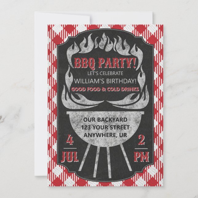 Jardin extérieur BBQ Anniversaire Fête Invitation (Devant)
