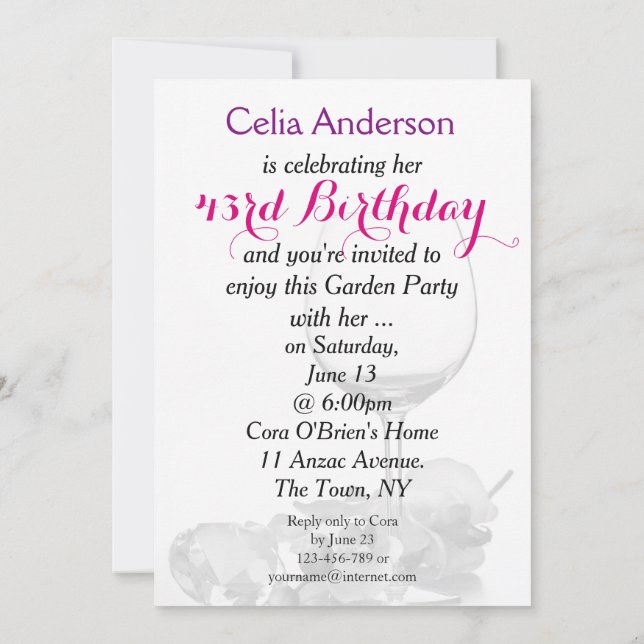 Jardin fête anniversaire Invitation (Dos)