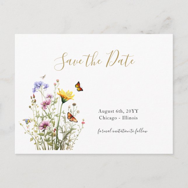 Jardin fleur sauvage enregistrer la date carte pos (Devant)