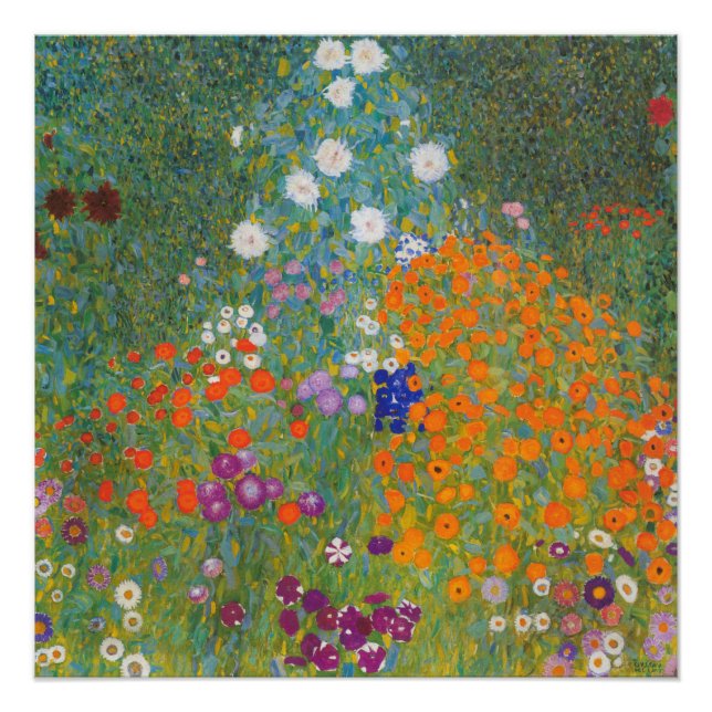 Jardin Fleur Vibrant - Gustav Klimt Poster Gloss (Devant)
