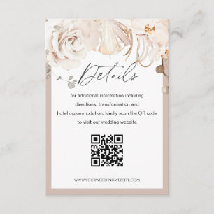Jardin fleuri beige mariage QR code carte de détai